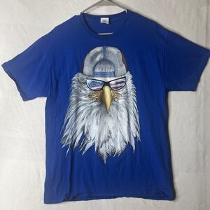 American Eagle Truck Driver T Shirt Men's Large Blue Short Sleeve America USA